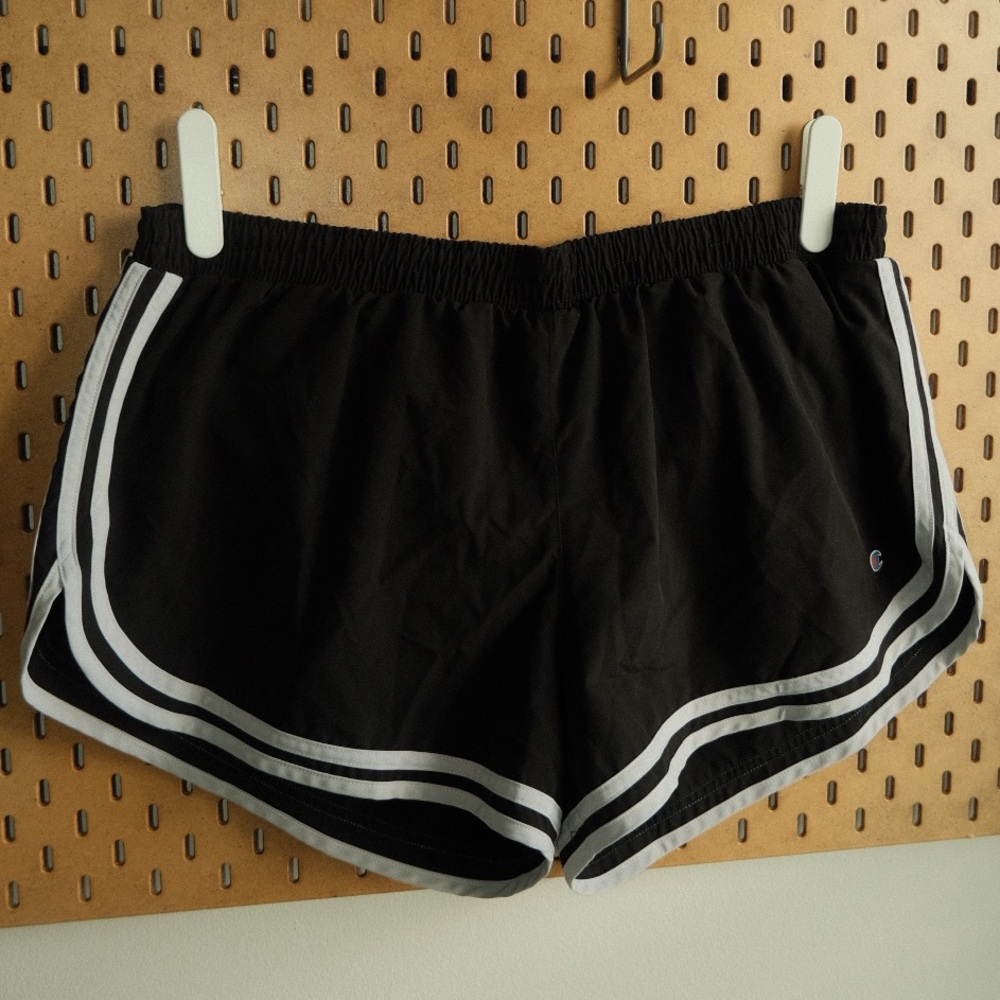 Champion athletic shorts size xl. Black with white trim.